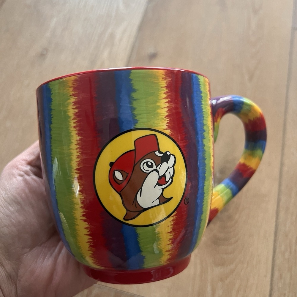 Glory Haus Buc-ee's Beaver Logo PEACE LOVE Coffee Mug Tie-Dye Rare NWOT